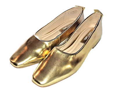 Womens FRANCO SARTO metallic gold shoes 7 NEW ballet flats VANA leather  square | eBay