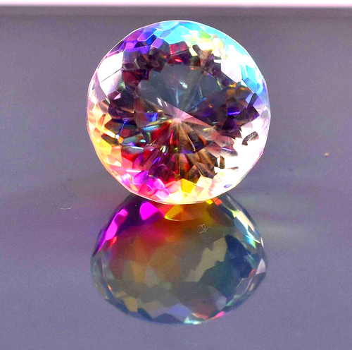 Cabochon Ovale En Topaze Mystique Arc-en-ciel Naturel - 18,60 Ct - Chine - Neuf Sans Emballage