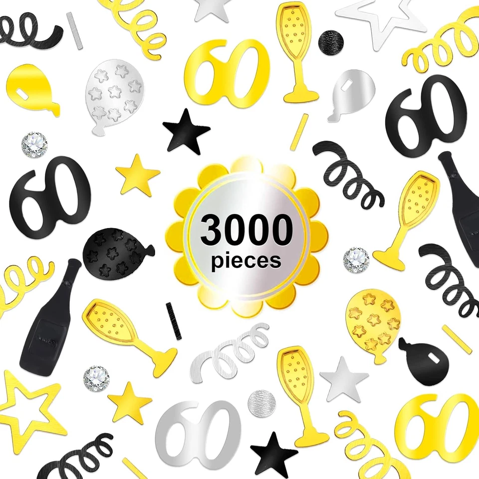 3000 Pieces Birthday Confetti Glitter Number Birthday Decorations Anniversary Me - Image 3 of 4