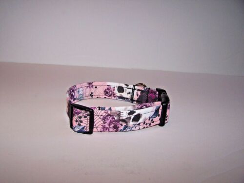 Wet Nose Designs Wicked Dog Collar Skull & Roses on Pink Goth - Picture 3 of 7