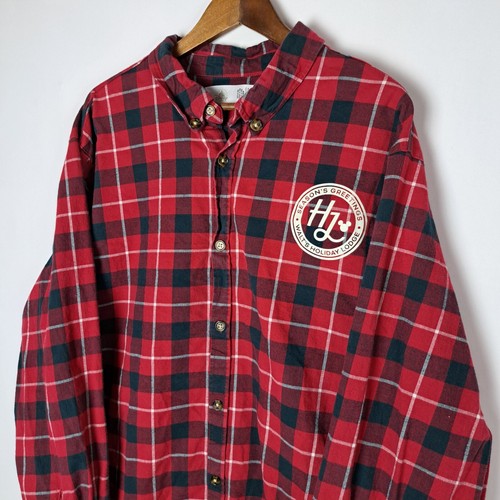 Disney Flannel Shirt Mens 2XL XXL Red Button Down LS Walt's Holiday Lodge Mickey - Picture 6 of 22