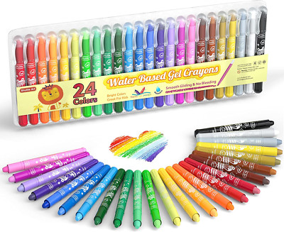 Shuttle Art 24 Colors Gel Crayons for Toddlers, Non-Toxic Twistable Crayons Set