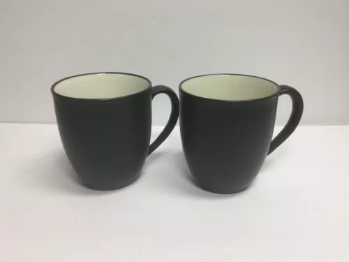 Noritake Colorwave Stoneware Mug Set of 2 Graphite Black Coffee Cup 12 oz