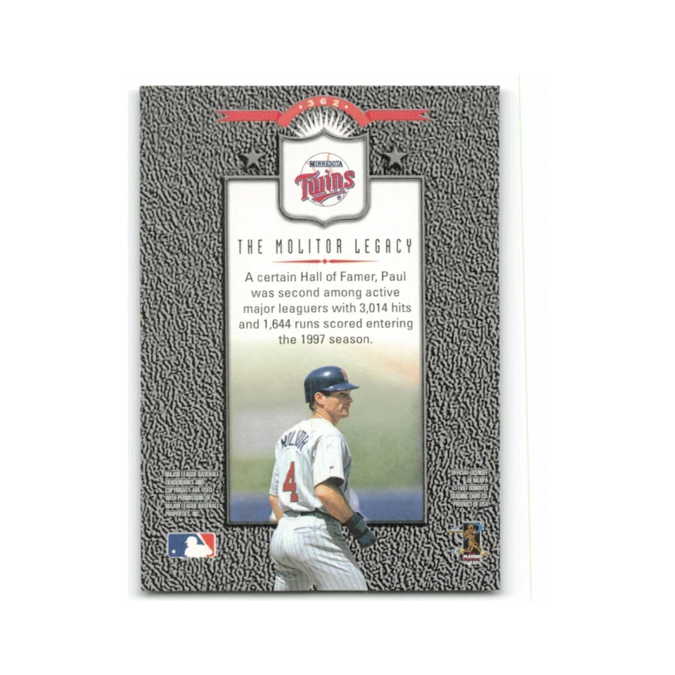 Paul Molitor 1997 Leaf #362 Minnesota Twins Baseball Card NM - Image 2 of 3