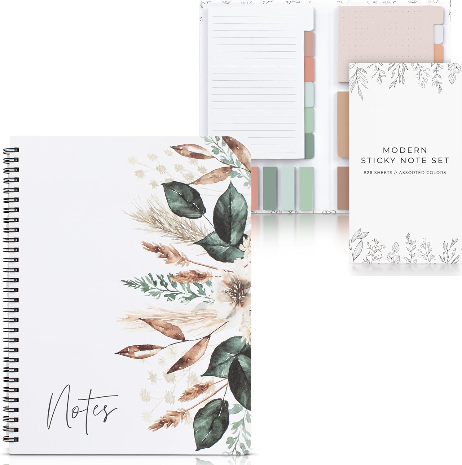 Aesthetic Spiral Notebook Journal with 528 Pastel Sticky Notes and Tabs  -image