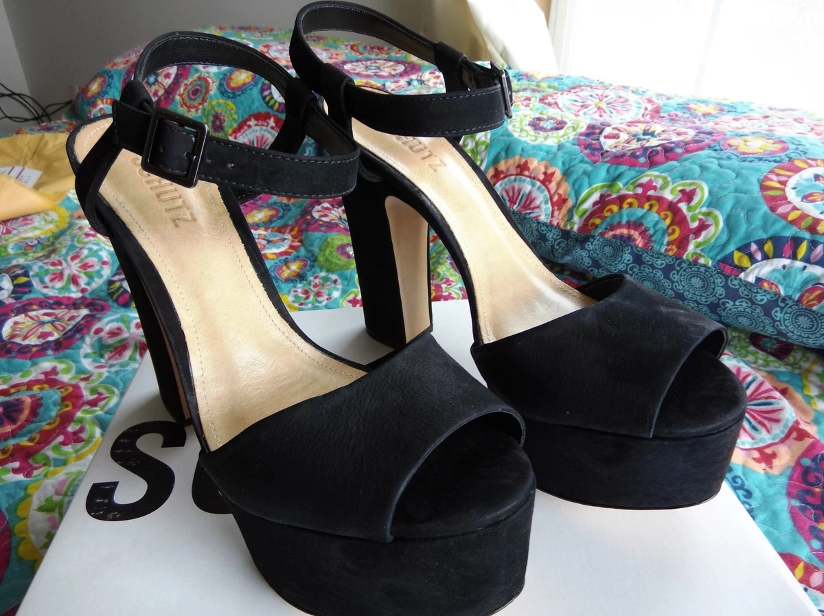NWT 159 SCHUTZ Shoes Size 10 Lorraine Sexy Black Suede Platform