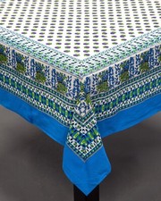 Indian Hand Block Print Tablecloth 100 Cotton Square Dinner Table Cover 60"x60"