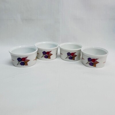 VTG 4 Ramekins Royal Worcester England Eversham 'M' Oven To Table 3''Diax1.5''H