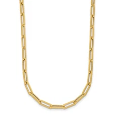 18k Yellow Gold Polished 4mm Semi-solid Paperclip Link Necklace 16" Mother Gift