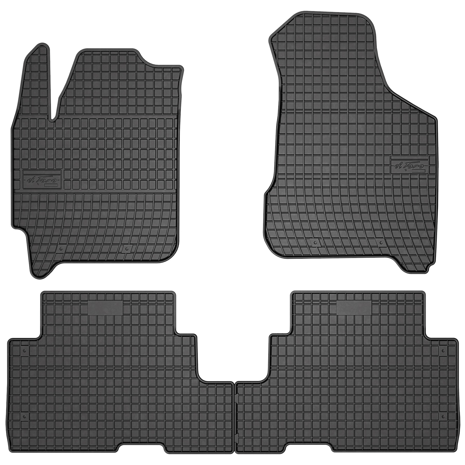 Tapis de sol Frogum El Toro en caoutchouc noir pour Kia Carens II de 2002 à 2006
