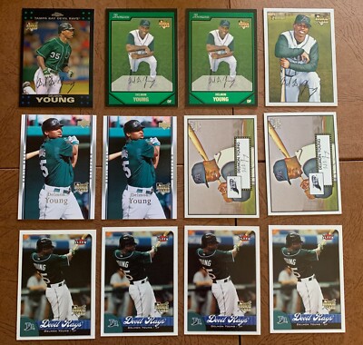 DELMON YOUNG 12 card ROOKIE lot  Tampa Bay Rays