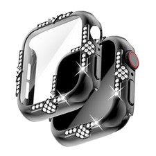 For Apple Watch Series 10/9/8/7/6/5/4 Diamond Case with Glass Screen Protector