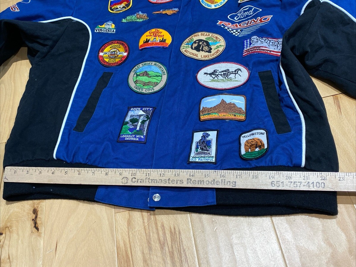 70's Vintage FORD CORNELIS フロッキージャージ Ford Essex Nascar Racing Jacket XL Blue Cotton Blend State Vintage
