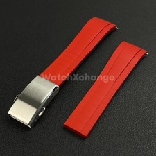 Red Rubber Watch Strap Deployment Clasp Cut To Size Quick Release 20mm 22mm