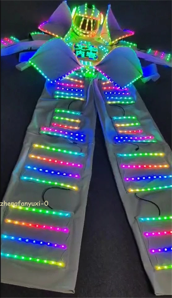 NUEVO LED Robot RGB Zanco Disfraz Ropa Luminosa Casco Trajes Traje Brillante Foto 3 de 4