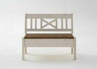 Sitzbank 105Cm 2Farbig Weiß Honig Kiefer Ohne Armlehne Truhenbank Bank Massiv