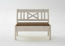Sitzbank 105cm 2farbig weiß honig Kiefer ohne Armlehne Truhenbank Bank massiv
