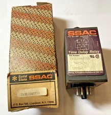 SSAC TRS120A2Y10 120VAC 0.1-10 SECOND Knob Adjust TIME DELAY RELAY,NEW OLD STOCK