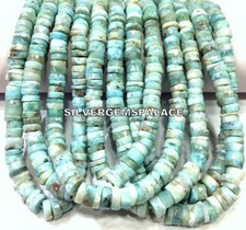 AAA Rare Natural Larimar Faceted Beads Larimar Heishi,Tyre Cut Gemstone Beads.