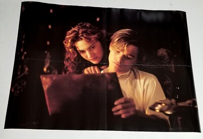 1997 Titanic Movie Drawing Scene Poster  19x26 Leonardo DiCaprio vtg RARE 90s