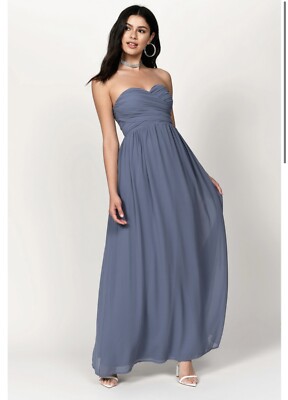 Tobi Go Glam Strapless Slate Gray Sweetheart Chiffon Bridal Maxi Dress Sz Small | eBay Tobi Go Glam Strapless Slate Gray Sweetheart Chiffon Bridal Maxi Dress Sz Small | eBay