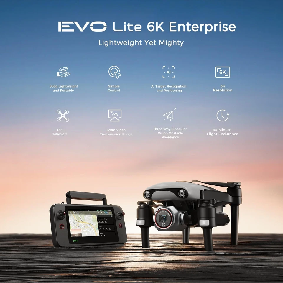 Autel EVO Lite Enterprise Series 6K total 3 batteries Fly more - Image 2 of 4