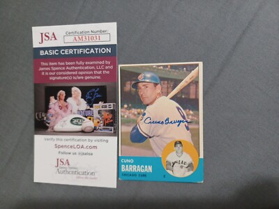CUNO BARRAGAN 1963 Topps # 557 autographed signed card CUBS 63 JSA DECEASED