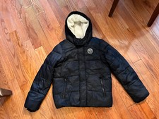 Boys Abercrombie Sherpa lined puffer jacket Black 15/16