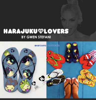 NEW Tags Harajuku Lovers Gwen Stefani lady FlipFlops Emoji 3/4