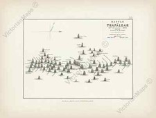 Antique map TRAFALGAR BATTLE Plan 2 Johnston Alisons Atlas 1850 art print poster