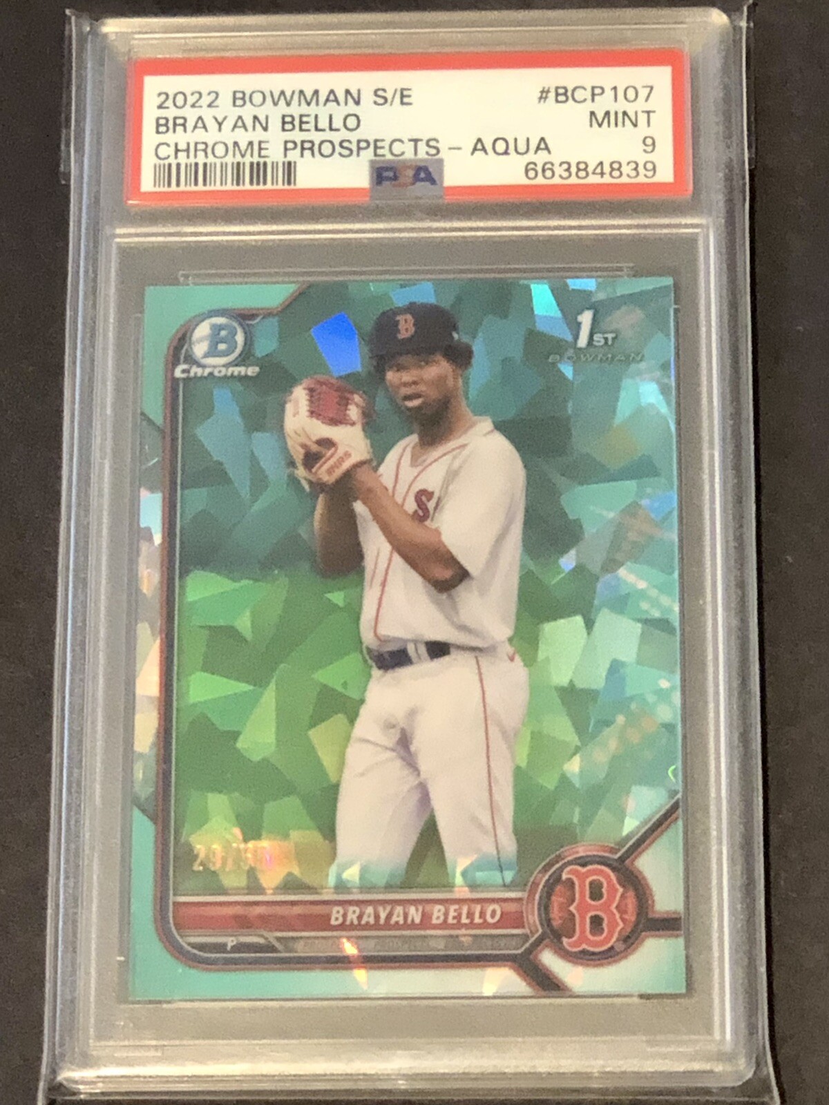 2022 Bowman Chrome Sapphire #BCP-107 Brayan Bello 1st PSA 9 Aqua /55 Pop 4