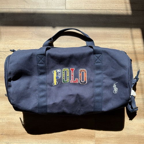 Ralph Lauren Fragrances Navy Cotton Canvas Duffle Embroidered Gym Bag Brand New