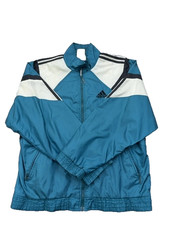 Adidas Men's Teal Striped Track Jacket Size S Vintage Retro