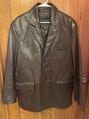 Manteau Vintage En Cuir D'Agneau KNOLES & CARTER - Marron Châtaigne - Taille L - Occasion Très Bon État