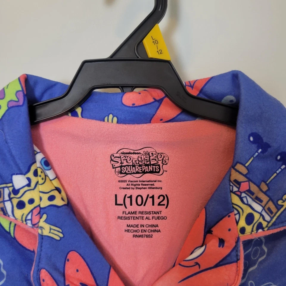 NOVO com etiquetas Bob Esponja 2 Pçs Conjunto de Pijama Manga Longa com Shorts Infantil L Macio Confortável - Imagem 3 de 4