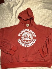 Felpa con cappuccio Vameee X Plus One High School streetwear effetto invecchiato TAGLIA XXL