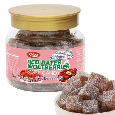 RedDates Wolfberries  Flavor Chewy Jelly Candy Spice Drops Snack Bulk Jar 7.05oz