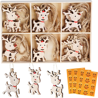 Mocraft 30Pcs Weihnachts-AnhäNger Holz WeihnachtsanhäNger Christbaum Hirschkopf