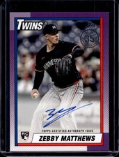 2025 Topps Zebby Matthews 1990 Baseball Auto Autograph RC Rookie #90B2-ZM Twins
