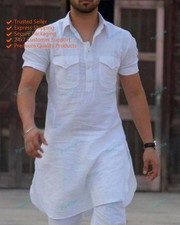 Mens Kurta Mens Kurta Without Pajamas Cotton Solid Kurta short Sleeve S-7XL