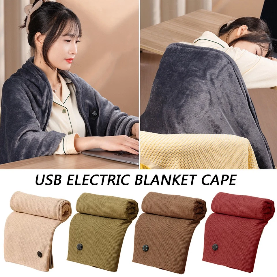 Manta Calefacción Eléctrica USB 150x80cm Fibra Sintética Tiro Cálido para Hogar U Foto 2 de 4