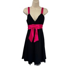 Vintage Y2K City Triangles Formal Dress Teens Large Black Pink Bow Lace Trim