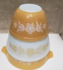 Vintage Pyrex Butterfly Gold Mixing Bowls Small #401 Medium #402, Casserole 874B