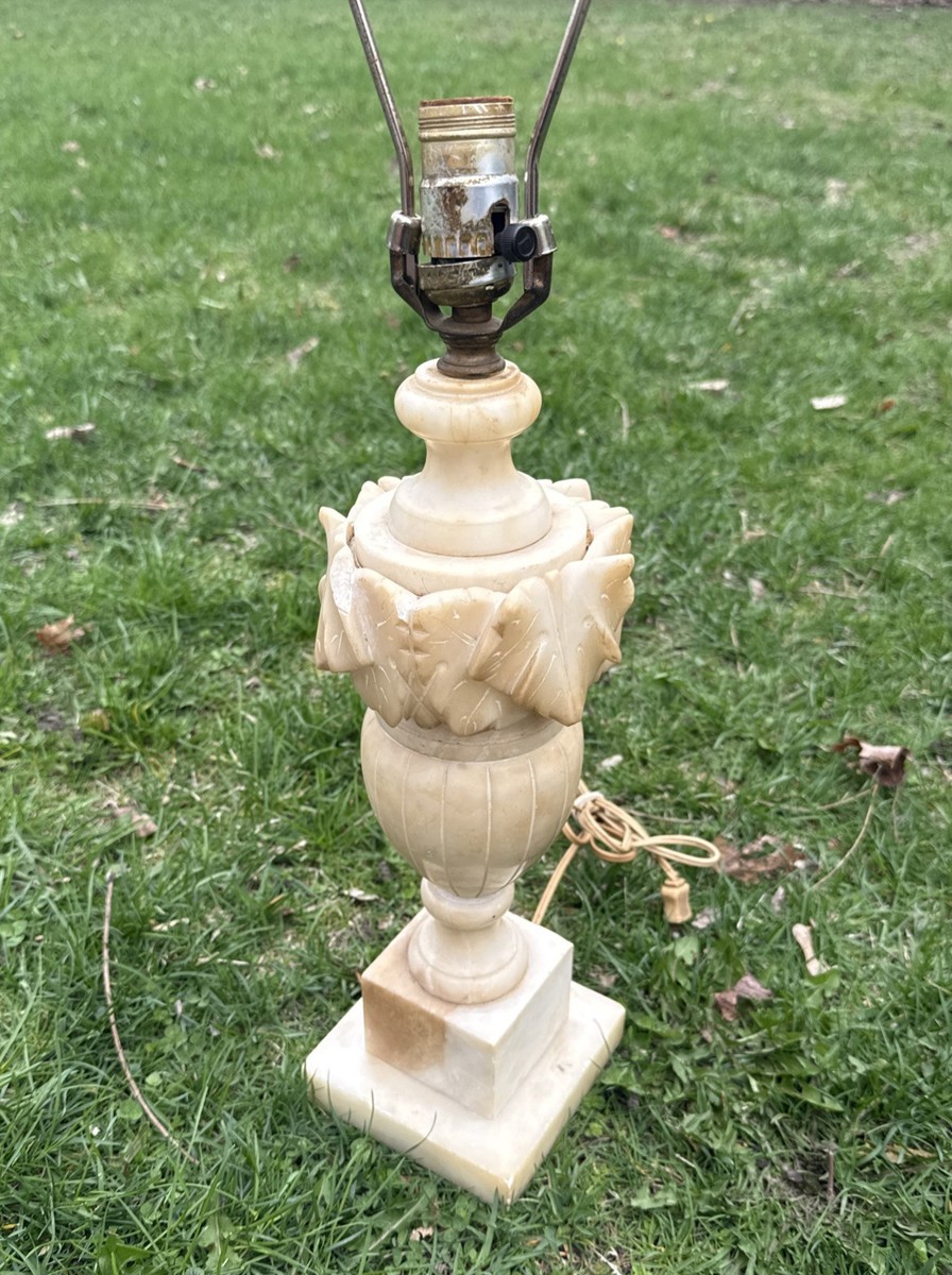 Vintage Italian Alabaster Lamp Mid Century Beige Ivory Not Working