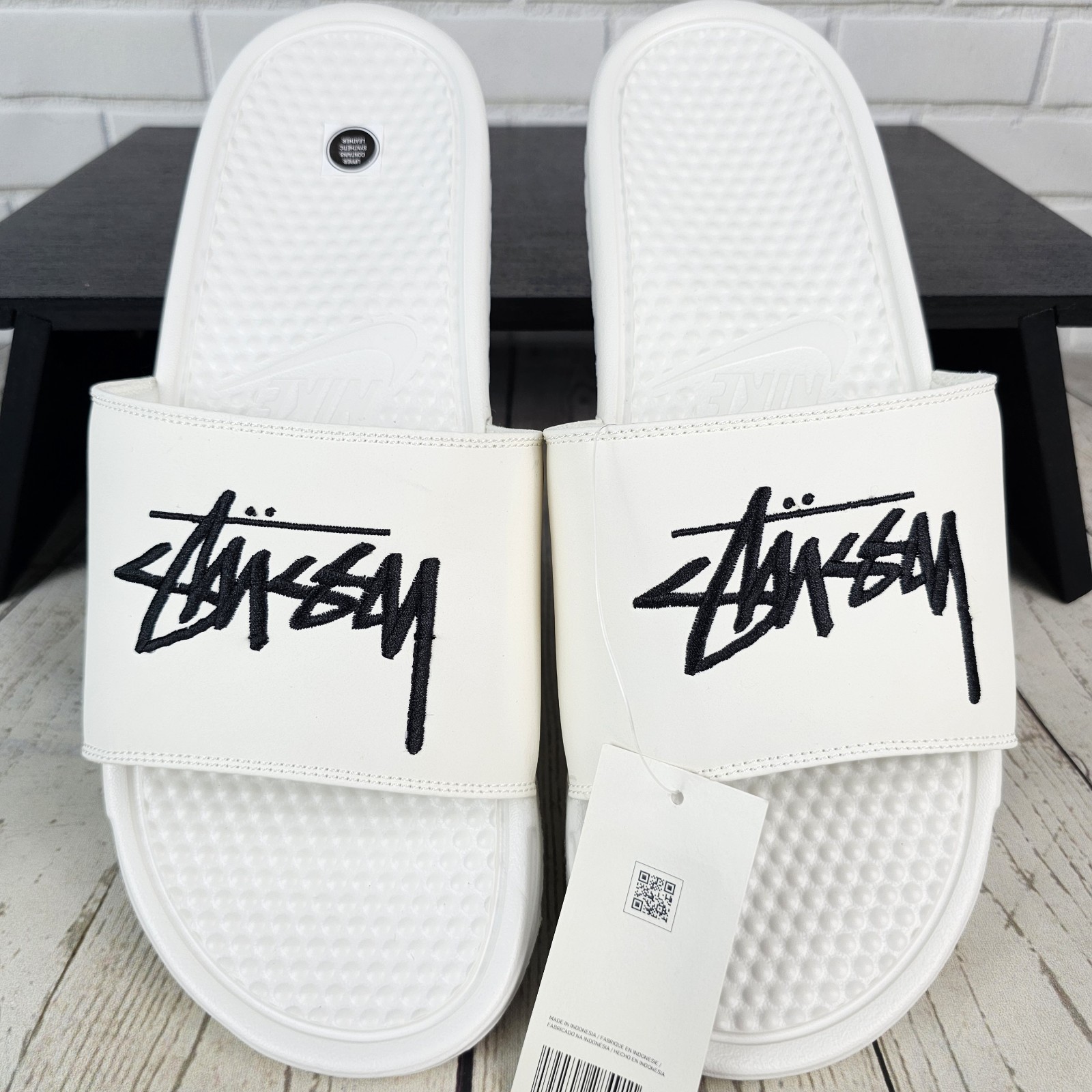 ✅ NWT Stussy × Nike Benassi Collab Men's Size 13 Slide Sandal Sail DC5239-100 ✅ thumbnail 4