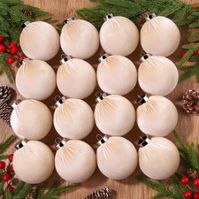 12 PCS Christmas Large Velvet Balls Ornaments 3.14In Shatterproof Brown Tree Han