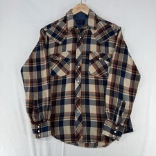 Vintage The Mens Shop Pearl Snap Flannel Shirt Acrylic Size M 80  s JCPenney