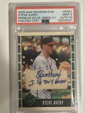 2025 LEAF SEASONS IN THE SUN AUTOS STEVE AVERY 1/1 PSA 9 AUTO 10 TONY GWYNN