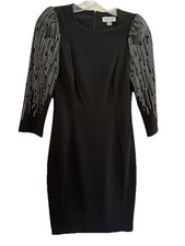 Calvin Klein Dress Women's 2 Petite Black Rhinestone Embellished Holiday Party