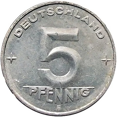 Deutschland (Ost) 1952 5-Pfennig Aluminium Münze〻KM-6〻XF/AU - Bild 1 von 2